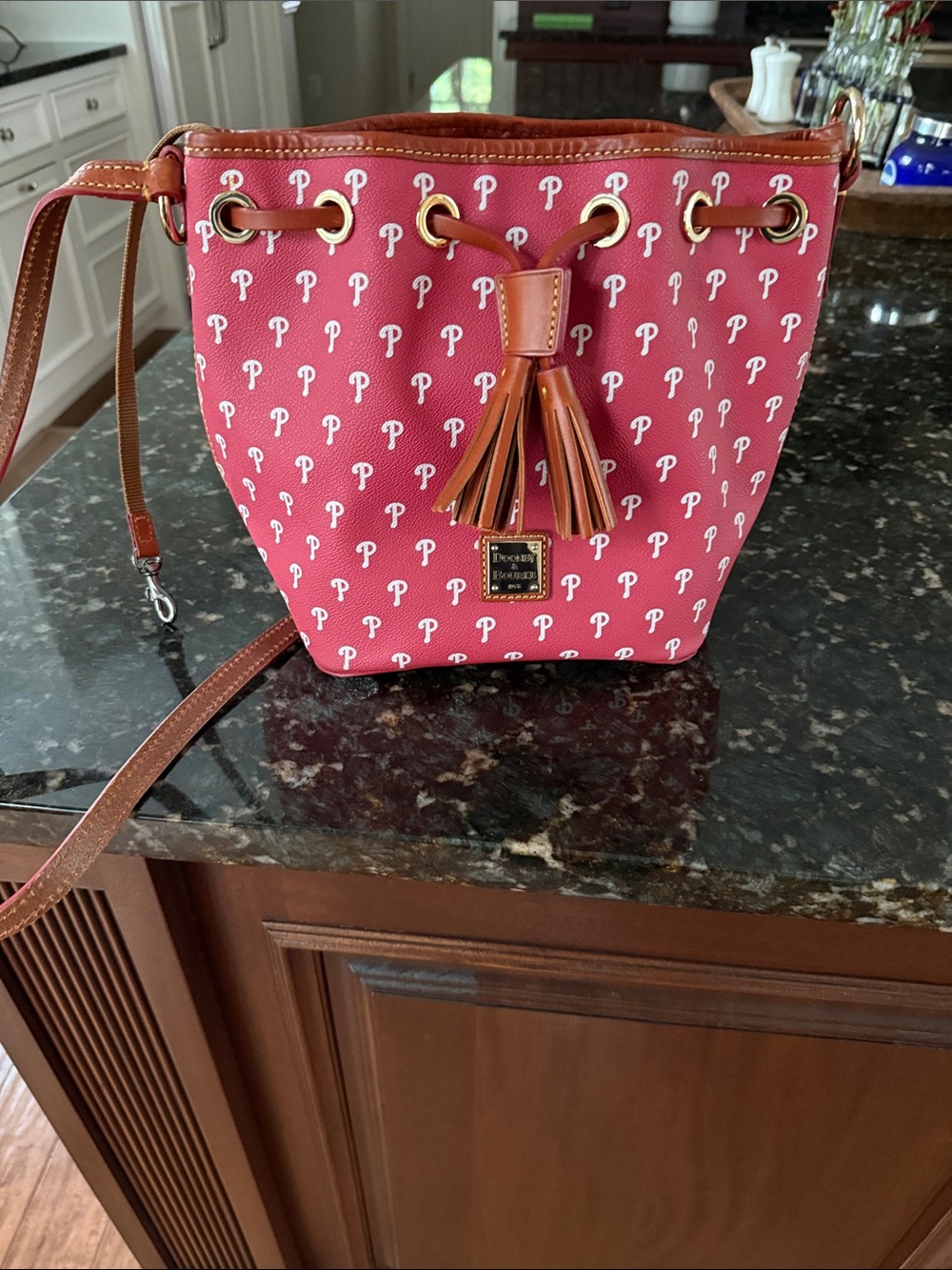 Dooney & Bourke Pink Philadelphia Phillies Tassel Bucket Crossbody Bag